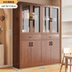 The middle shopkeeper wine cabinet living room wall-mounted integrated cabinet home meal preparation cabinet solid wood color tea cabinet entrance display cabinet partition cabinet main picture thickened 15MM plate walnut color 120x30x1
