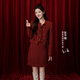 Xiangying Zhang Yuxi's same red small fragrance suit for women 2026 spring new skirt Qianjin style New Year's shirt jacket + vest + skirt suit M