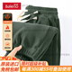 Baleno Polar Fleece Pants Men's Autumn and Winter New Double-sided Velvet Thickened Sports Pants Men's Loose Footwear Pants Official Dark Green #Solid Color 4XL