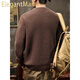 ElegantMan American retro heavyweight sweater for men in autumn and winter thickened tough guy Henry collar sweater brown sweater jacket brown M _ suitable for -125Jin Jin equals 0.5kg
