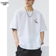 YISHION heavyweight pure cotton short-sleeved T-shirt men's summer loose casual top American fashion brand embroidered round neck 6211 coffee regular M suitable for 110-130Jin Jin equals 0.5 kg
