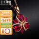 Tingliang 1.6 carat Burmese ruby necklace 18K gold set with diamond pendant colorful treasure necklace birthday with 18K gold necklace