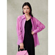 Pink Blue Wardrobe 2024 Spring and Summer i New Tiansi Corrugated Cloud Smoke Gauze Loose Long Sleeve Shirt for Women 5A2C983 Morning Pink XL