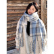 Purchasing scarf blue women's 2025 new winter Japanese and Korean atmosphere mohair feel, white and blue, autumn and winter atmosphere artifact, cold and windproof