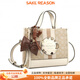 COACH customized bag Dempsey22 presbyopia design material decorated cowhide shoulder handbag small women's oatmeal chocolate bag