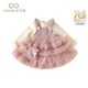 Fanhunting girl's dress winter style children's princess plus velvet suspender skirt baby girl's one-year-old dress winter pink/excluding accessories bag 110 cm