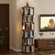 Jiayi solid wood rotating bookshelf 360 degree bookcase living room corner bookshelf vertical floor-standing one-piece wall shelf