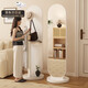 Small craftsman dressing mirror and coat rack integrated rotating full-body mirror multi-functional mobile floor mirror white 165*40