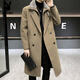Playboy (PLAYBOY) Winter Thickened Woolen Coat Men's Mid-Length Design Fake Two-piece Warm and Cold-resistant Windbreaker Jacket with Fur Collar Khaki XL (120-140Jin Jin is equal to 0.5kg)