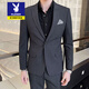 Playboy high-end suit suit for male groom and best man wedding suit Korean style slim fit Korean style lapel collar dress suit for men gray single coat 2XL recommended 135-150Jin Jin is equal to 0.5 kg