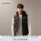 Calvin Klein sports outdoor waterproof autumn and winter men's simple ck embroidered duck down quilted hooded down vest jacket BAE-space black L