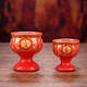 Chanting fantasy offering cup, ceramic wine cup, worshiping gods, offering incense, offering wine cup, red small gold jade, full hall, Buddhist ornaments, Chinese style large moonlight cup, 1 piece