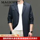 MAGIOPY luxury high-end brand middle-aged windbreaker men's business casual suit collar solid color loose coat single-breasted thin blue L 175