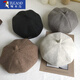 Woodpecker beret women's autumn and winter new octagonal painter hat casual versatile newsboy hat retro British hat fashion woolen style off-white one size (56-58cm)