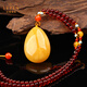 Layun Feiyin natural raw stone beeswax pendant genuine amber fossil necklace amber pendant chicken oil yellow sweater chain A product 13-15g suitable for girls (with certificate)