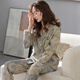 Dilefen Pyjamas für Frauen reine Baumwolle Langarm Frühling und Herbst Casual Cardigan Home Kleidung Voller Winter Dünne Plus-Größe Frauenanzug XEQ-9215 Damen-L-Größe empfohlen, Gewicht 105-120jin zu tragen [Jin gleich 0,5 kg]