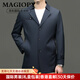 MAGIOPY luxury high-end brand middle-aged windbreaker men's business casual suit collar solid color loose coat single-breasted thin blue L 175