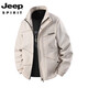 JEEP SPIRIT Corduroy New Men's Jacket Spring and Autumn Stand Collar Casual Jacket Trendy Handsome Versatile Fashion Workwear Top Black M