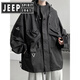 JEEP SPIRIT American Plus Size Extra Size Jacket Men's Large Size 300 Jin Jin equals 0.5 kg Hooded Jacket Spring and Autumn Workwear Functional Jacket Black Velvet M 80 to 100 Jin Jin equals 0.5 kg Can be worn
