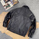 Hong Kong Style Genuine Leather Jacket 90s New Top Layer Calfskin Jacket Retro Loose Lapel Jacket for Men and Women Obsidian Black - Calfskin without Cotton XL XL recommended 150-170Jin Jin equals 0.5kg