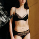 AIMER HOME French lace wire-free underwear for boyfriend and husband, black suit 70A 32B