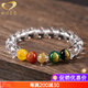 Genomanman white crystal five-way God of Wealth bracelet for women and men white simple crystal jewelry gift beads 8mm