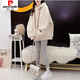 Pierre Cardin velvet thickened hooded sweatshirt for women new autumn and winter loose design trendy brand lamb wool jacket 9031-apricot plus velvet M 80-110Jin Jin equals 0.5 kg