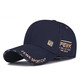 Baseball cap men's new high-end embroidered large head circumference hat showing face small hard top peaked cap enlarged and deepened trendy brand dark blue one size