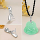 Buhesyt imitation pure 18k gold jadeite jade pendant gold buckle pendant Hetian jade gold necklace white gold melon seed buckle gold single needle pendant buckle