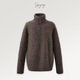 SIQIYOUNG Lazy Weekend-Mohair Blended Gold Chimney Stand Collar Top Simple Retro Zipper Sweater Khaki One Size F