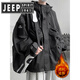 JEEP SPIRIT American Plus Size Extra Size Jacket Men's Large Size 300 Jin Jin equals 0.5 kg Hooded Jacket Spring and Autumn Workwear Functional Jacket Black Velvet M 80 to 100 Jin Jin equals 0.5 kg Can be worn