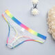 Bear plus size 0 sexy gay color see-through thong gay transparent thong rainbow white rainbow belt transparent tulle feeling thong S
