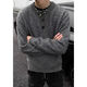 Jiaojing old money Henry collar sweater American cleanfit gray Henry collar sweater men's autumn and winter style lazy old money dark gray M