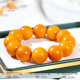 Layun Feiyin genuine Hetian jade yellow Qin round beads bracelet topaz Buddha beads bracelet for men Xinjiang chicken oil yellow high-end jade plate to play single beads 20mm*12 pieces