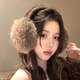 Lushanwu earmuffs for women, cute plush winter foldable warm brown coffee earmuffs Northeast antifreeze earmuffs earbags plush earmuffs coffee color