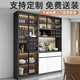 The middle shopkeeper's living room wine cabinet display cabinet against the wall 2025 solid wood light luxury tea and wine cabinet storage cabinet with glass door 80A+120A+80A/white door free delivery