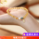 Gnomanman Brazilian Citrine Bracelet Women's Peace Talisman Yellow Crystal Bracelet Gift Beads 8mm