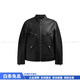 COACH Fashionable and Versatile Trend RACER Solid Color Round Neck Zipper Long Sleeve Leather Jacket Men's Black Christmas Gift Black M