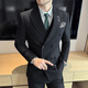 FZPT light luxury trendy brand suit suit for men 2025 autumn and winter new business casual fashion slim striped double-breasted suit medium gray suit + pants + vest 3XL recommended 150-160Jin Jin equals 0.5 kg