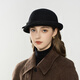 Lanshimengdai 2025 new simple wool basin hat for women elegant retro knotted rope decoration casual versatile hat autumn and winter warm black 56-58cm