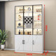 Yusenyi wine cabinet glass door living room display cabinet against the wall one-piece home restaurant wine rack storage storage cabinet three doors stone pattern white length 140 width 30 height 200 black frame transparent glass