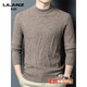 Lilan's new yak wool sweater men's round neck thickened sweater middle-aged and elderly dad wear winter 400g sweater tobacco leaf brown thickened 4XL (190)