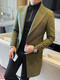 SUSTYLE международное легкое шерстяное пальто люксового бренда с воротником, мужская зимняя элитная модная тонкая ветровка средней длины, куртка зеленого цвета XL (140-155Jin Jin равна 0,5 кг)