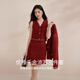 Xiangying Zhang Yuxi's same red small fragrance suit for women 2026 spring new skirt Qianjin style New Year's shirt jacket + vest + skirt suit M
