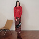 EP Yaying machine washable college style high waist loose brushed plaid skirt straight skirt 2025 winter new style 3512A burgundy M