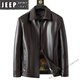 JEEP SPIRIT Autumn and Winter New Haining Leather Jacket for Men Middle-aged Dad Sheepskin Casual Large Size Leather Jacket with Velvet New Product Stand Collar Leather Jacket Black Velvet M 170