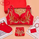 LangSha's new zodiac year red bra set for wedding celebrations for brides with small breasts push-up adjustable no-wire bra for women without gift box 34/75B M Fireworks style single piece