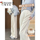Woodpecker goose down trousers for women's outer wear 2026 winter new wide-leg straight pants, cold-proof and warm at minus 40 degrees in the northeast, light and beige for small people (recommended under 155CM) thin M 100-110Jin Jin is equal to 0.5 kg