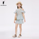 POLOWALK 100% cotton children's clothing girls short-sleeved shirt 2026 summer new printed off-shoulder top green 120