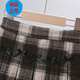 G.duck Girls Skirt Pleated Skirt Autumn and Winter 2025 New Children's Style Versatile Plaid Skirt Girls Skirt Autumn Horizontal Butterfly Woolen Skirt - Black and Gray Plaid 120